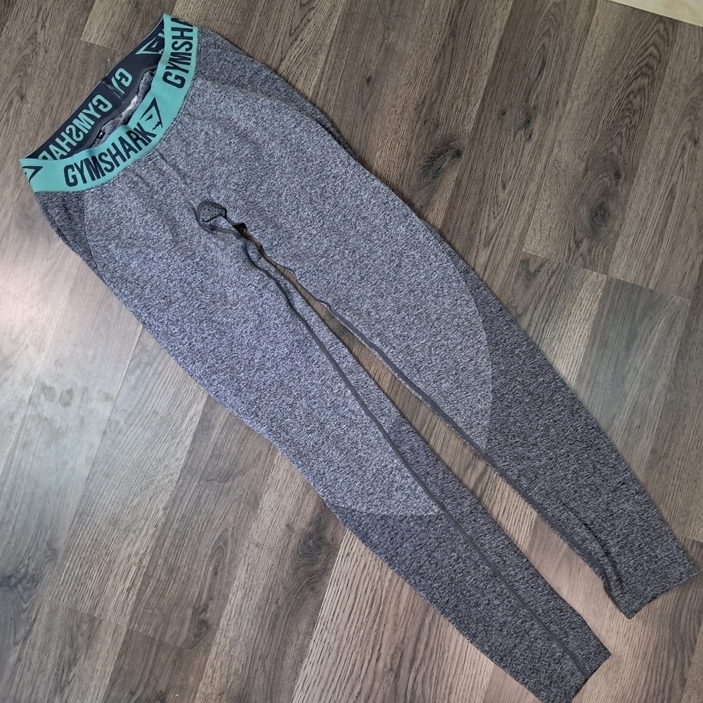Gymshark Women's Flex Leggings Grey/Teal Seamless Size Small Or Medium